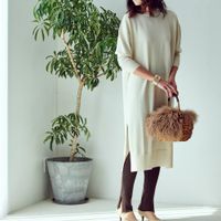 DRESS HERSELF/シルクウール ロングニットワンピース