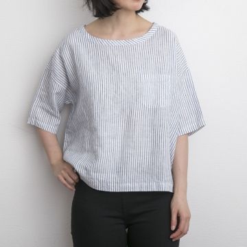 DAYS/ポケット付リネンストライププルオーバー オフ