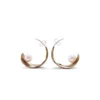 sasakihitomi/とりの羽根ピアス 真鍮×ホワイトパール