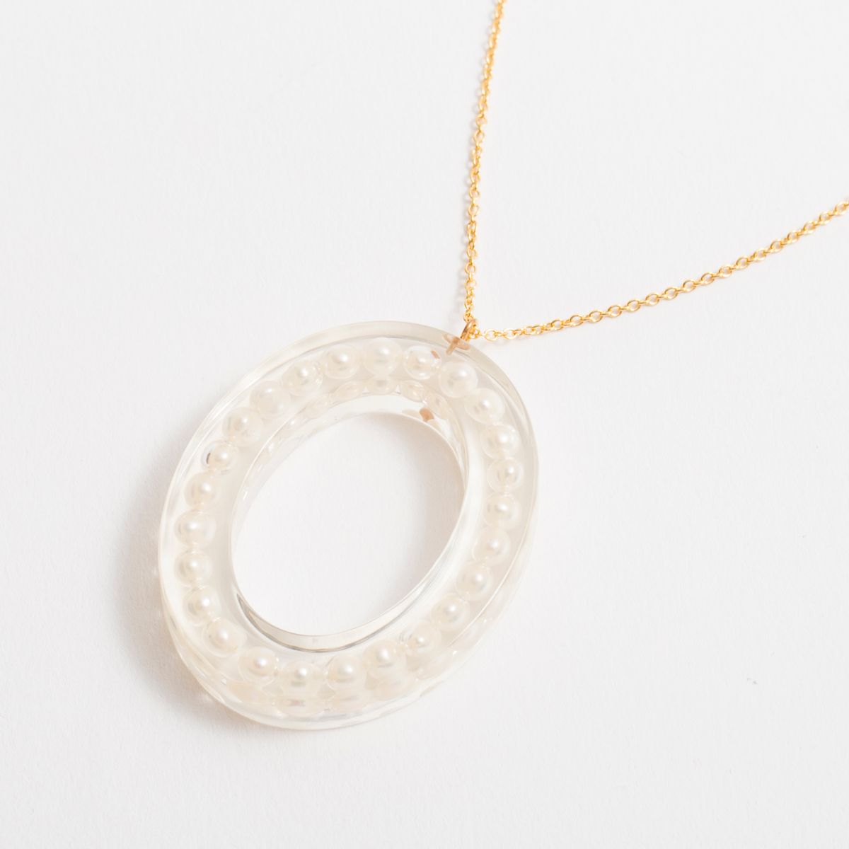 nico/オーバルネックレス パール