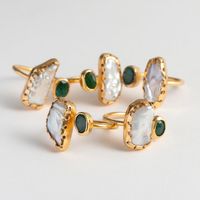 teRRam/2石リング エメラルド×パール