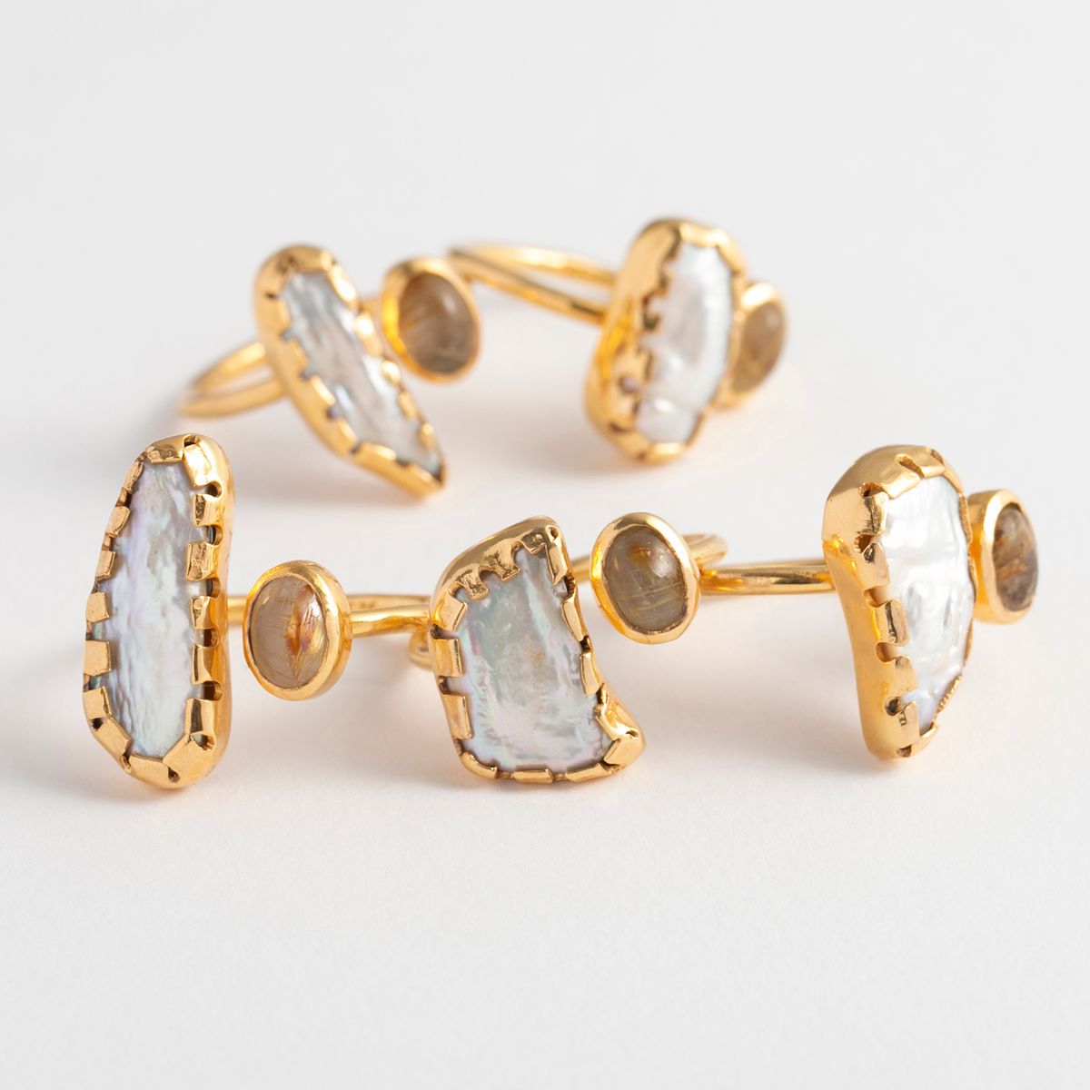 teRRam/2石リング ルチルクォーツ×パール