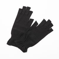 絹屋/内側シルク指切りアームカバーショート　鉄黒