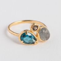 La mascotte/3石ピンキーリング ロンドンブルートパーズ