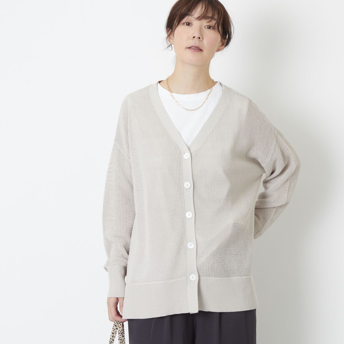 DRESS HERSELF/シルクコットンメッシュカーディガン