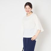 Kilka/洗えるシャーリング5分袖カットソー