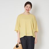 Kilka/洗えるシャーリング5分袖カットソー