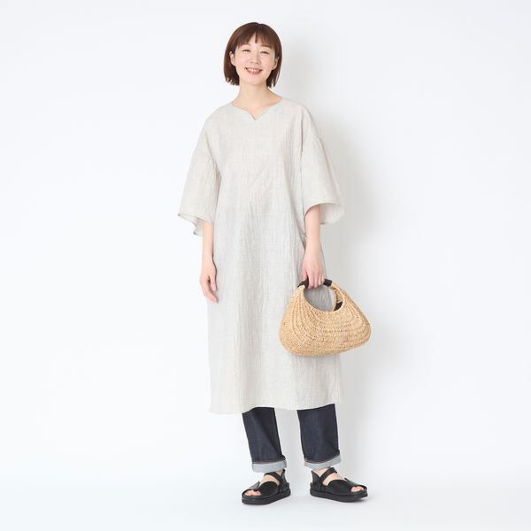 Kilka/軽くてすぐ乾くシャーリングワンピース -軽い、涼しい、シワを気