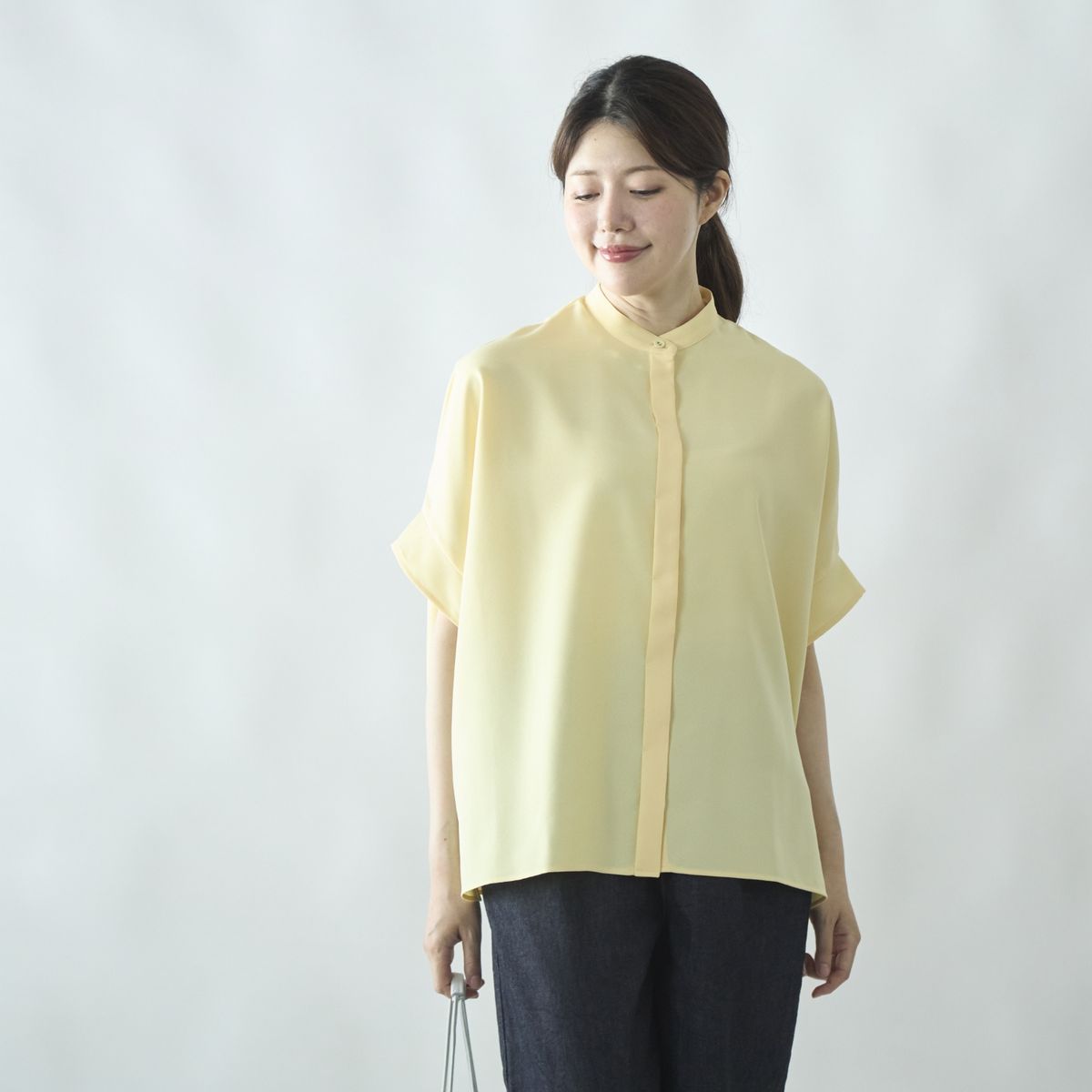 Kilka/蒸れ知らずですぐ乾くきれいめ比翼ブラウス -ドライタッチでシワ 