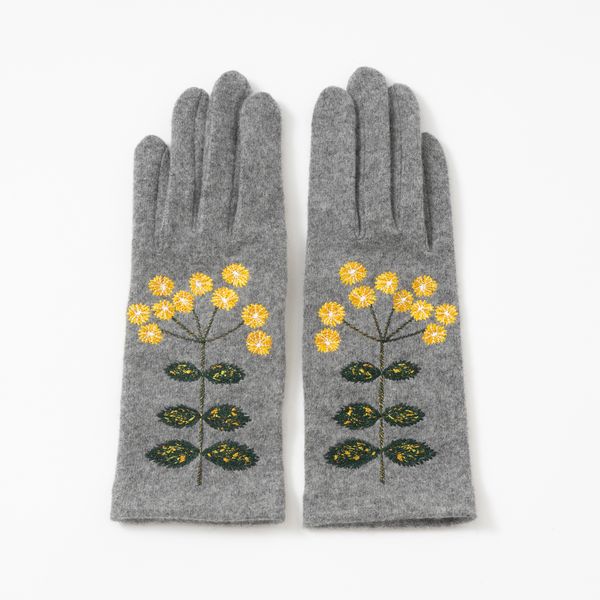 手袋 kogiku -安原ちひろさんの絵を刺繍したカシミヤ100%手袋