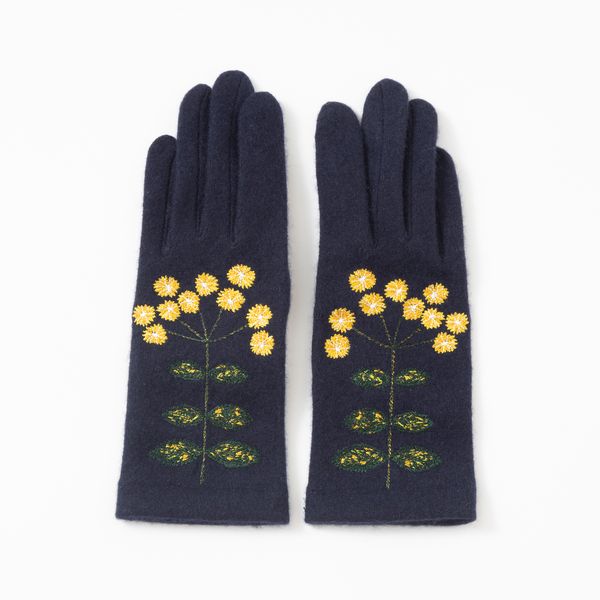 手袋 kogiku -安原ちひろさんの絵を刺繍したカシミヤ100%手袋