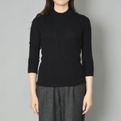 a mon gout/ランダムリブ モックネック 七分袖プルオーバー