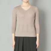 a mon gout/ランダムリブ Vネック 七分袖プルオーバー