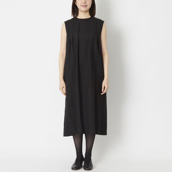 n.o.f.l/リトアニアリネン タックノースリーブワンピース
