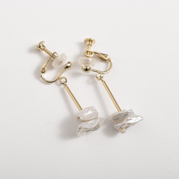 STELLA CIFFON/花びら淡水パールイヤリング/ピアス -【当店限定