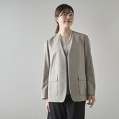 STELLA CIFFON/ウォッシャブルポリエステルのノーカラージャケット