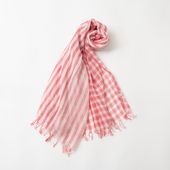 harukii/変わりギンガム長綿ガーゼストール L