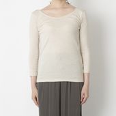sisam/オーガニックコットン八分袖トップ