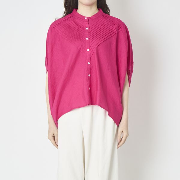 ubasoku/バンドカラーバイアスピンタックブラウス -吸水性・吸湿性に