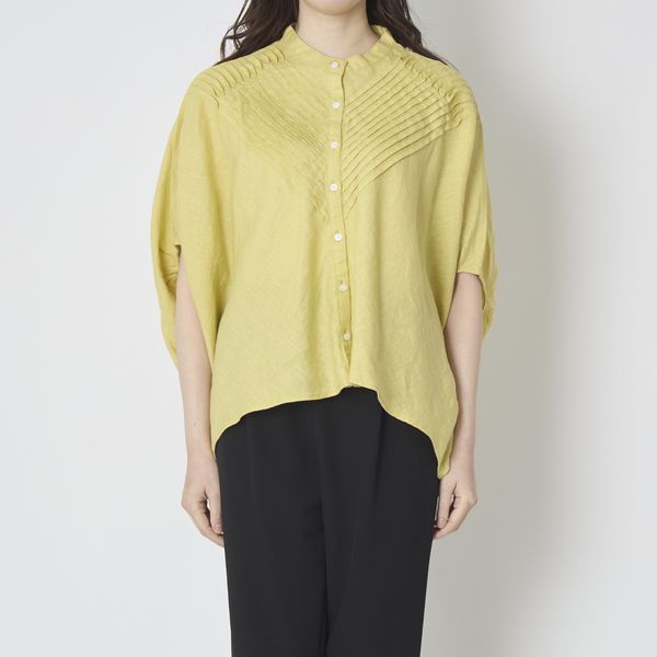 ubasoku/バンドカラーバイアスピンタックブラウス -吸水性・吸湿性に