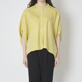 ubasoku/バンドカラーバイアスピンタックブラウス