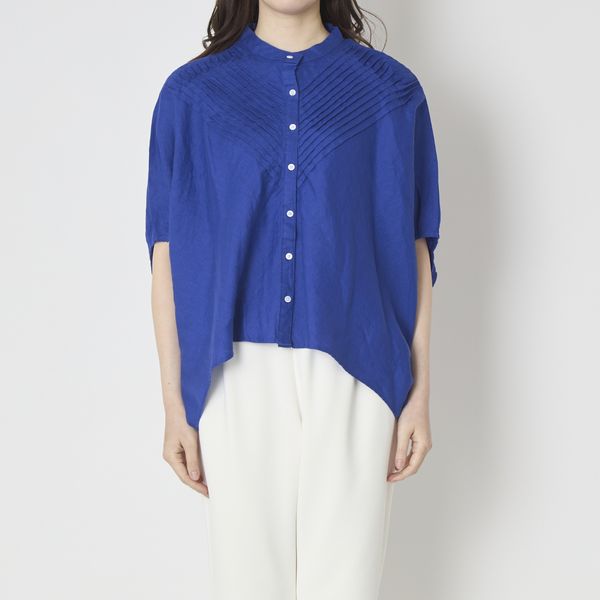 ubasoku/バンドカラーバイアスピンタックブラウス -吸水性・吸湿性に