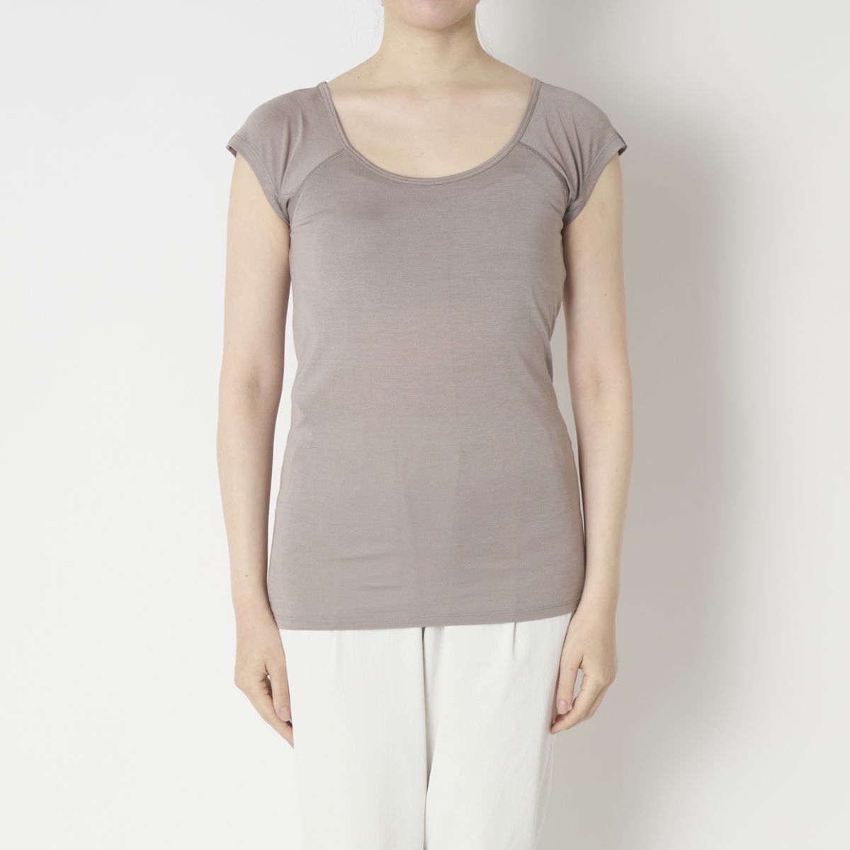 MALYNE SILK/シルク100%カップ付きフレンチ袖