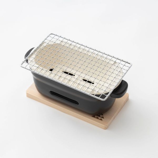 かもしか道具店/陶の炭火コンロ 角 -少ない煙で炭火焼きができる、耐熱