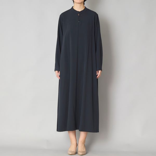 DOVERS/TRツイル サイドプリーツワンピース -ゆとりのあるAライン