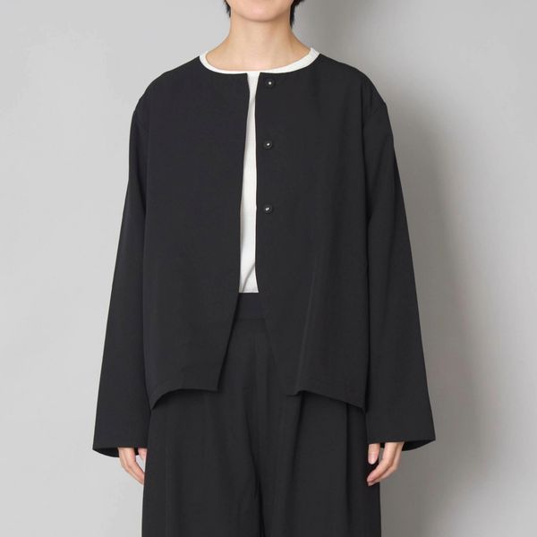 DOVERS/TRツイル バックプリーツノーカラージャケット -ゆとりのある