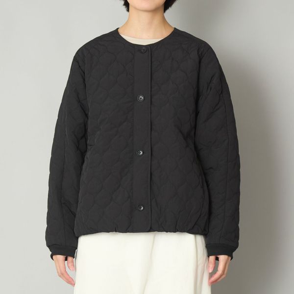 nachukara/ナイロンキルトノーカラーブルゾン -重ね着してもすっきり