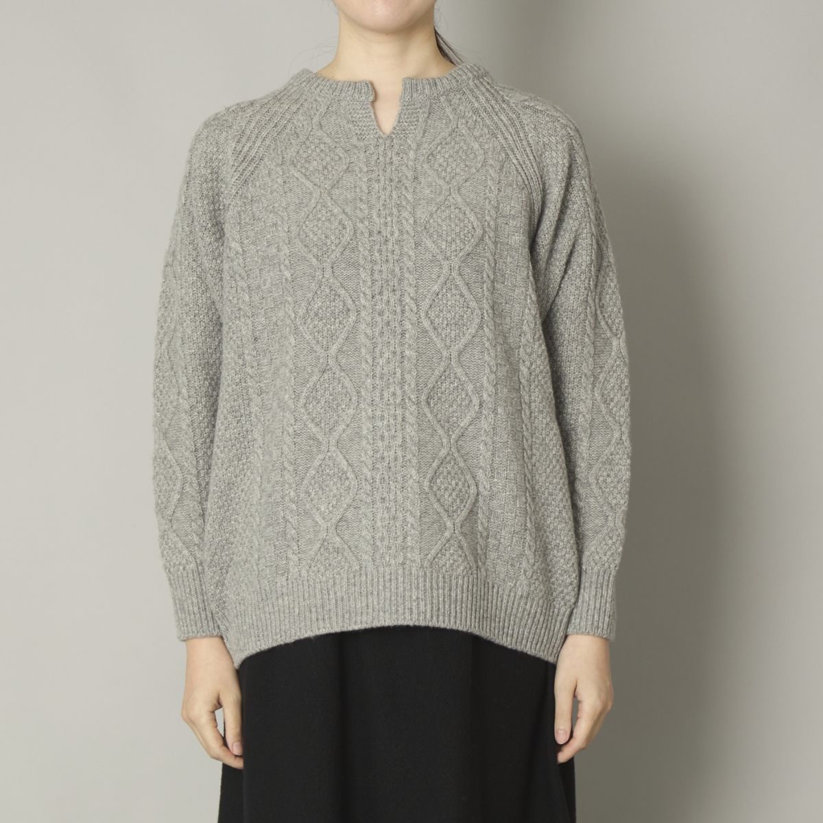 SAIFUKU/カシミヤ混アラン柄プルオーバー　キーネック