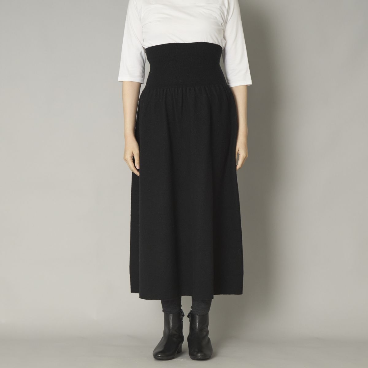 SAIFUKU/のびるニットロングスカート　あったかウール