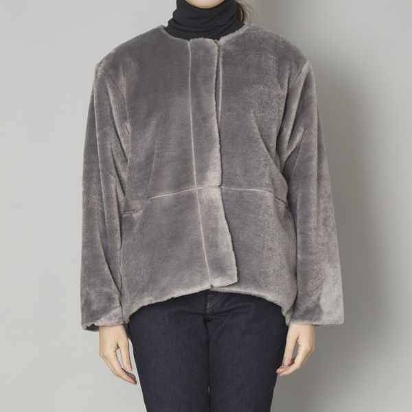 DOVERS/フェイクファーノーカラージャケット -軽くてあたたかい、毛足