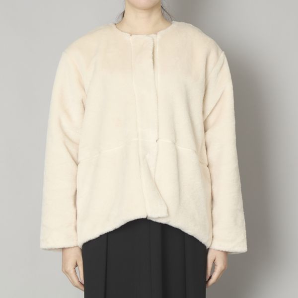 DOVERS/フェイクファーノーカラージャケット -軽くてあたたかい、毛足