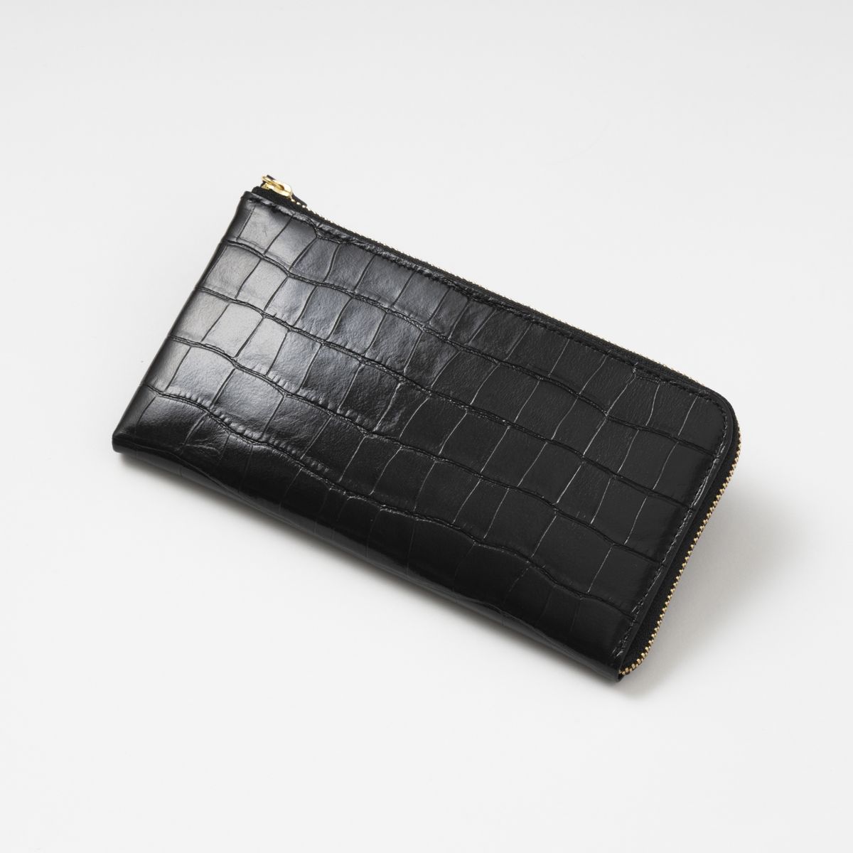 のむのもの/クロコ型押し Lジップ長財布 -薄くてコンパクトなのに 