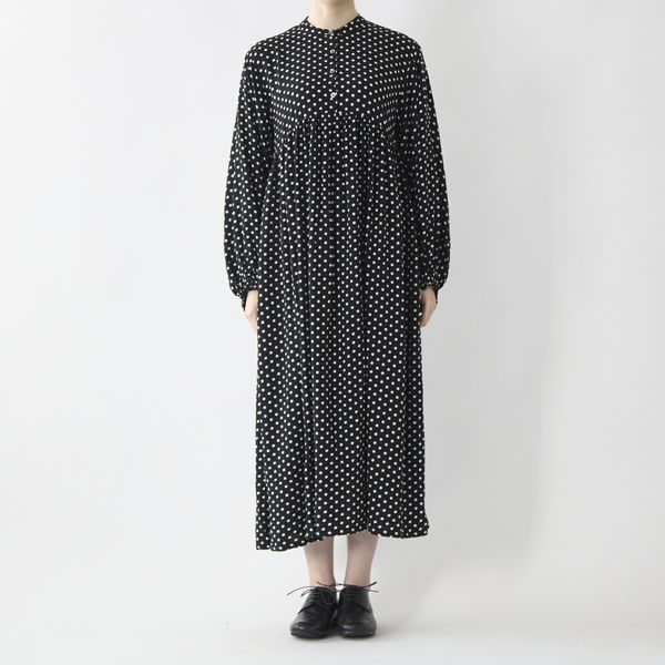 ubasoku/ドットプリント バンドカラーワンピース -きれいめスタイルに