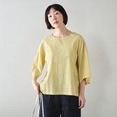 Kilka/洗えるシャーリング5分袖カットソー