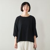 Kilka/洗えるシャーリング5分袖カットソー