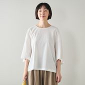 Kilka/洗えるシャーリング5分袖カットソー