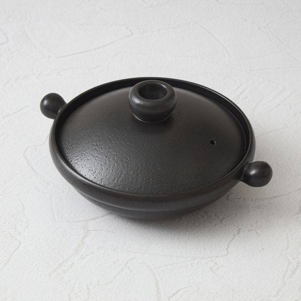 弥生陶園/丸土鍋（むしスノコ付き） 9号 -浅鍋なので卓上でも使い