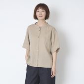 ubasoku/バンドカラー半袖ブラウス