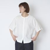 ubasoku/バンドカラー半袖ブラウス