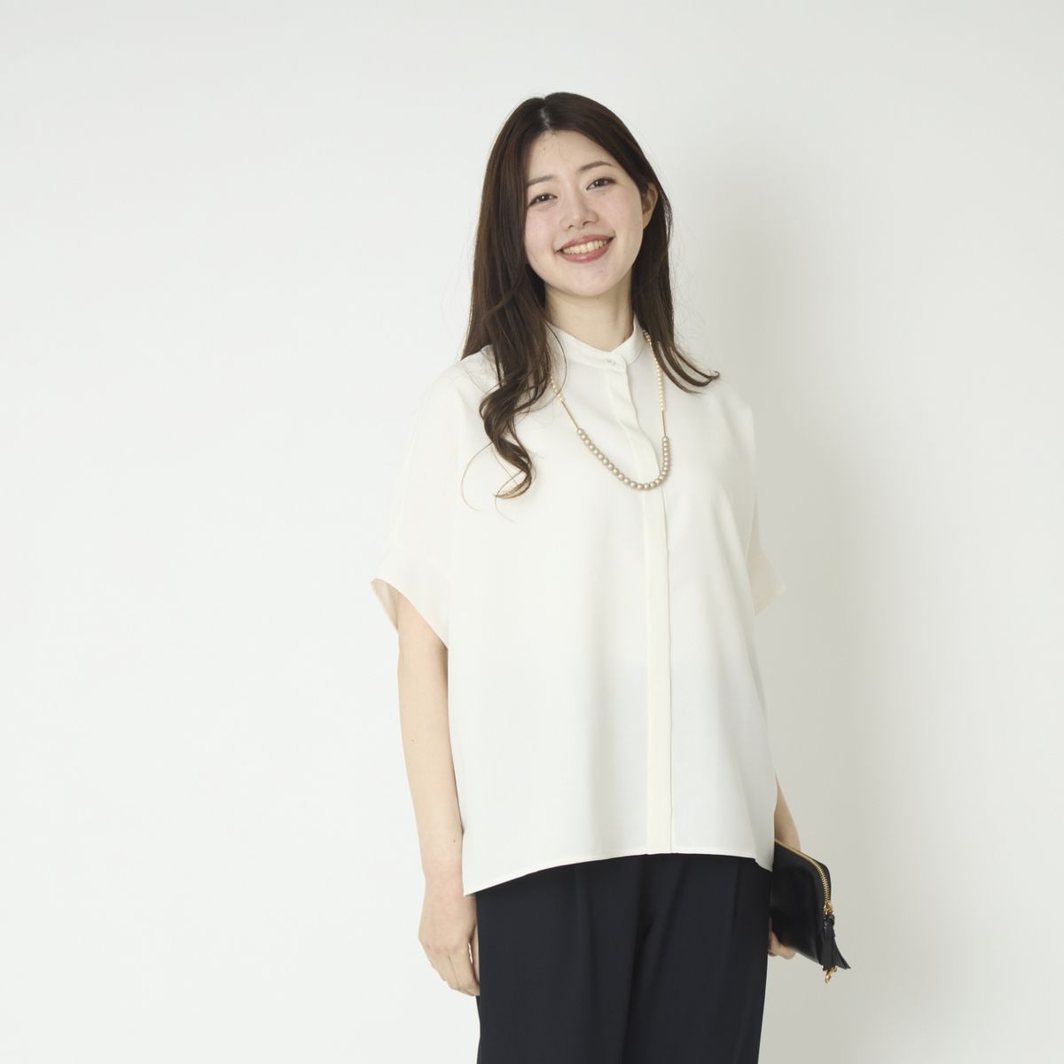 Kilka/蒸れ知らずですぐ乾くきれいめ比翼ブラウス -ドライタッチでシワ 