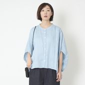 ubasoku/バンドカラー縦ピンタックブラウス