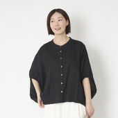 ubasoku/バンドカラー縦ピンタックブラウス