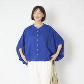 ubasoku/バンドカラー縦ピンタックブラウス