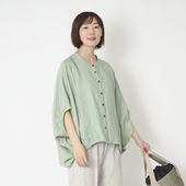 ubasoku/バンドカラー縦ピンタックブラウス