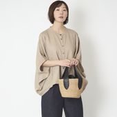 ubasoku/バンドカラー縦ピンタックブラウス