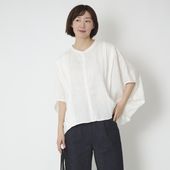 ubasoku/バンドカラー縦ピンタックブラウス